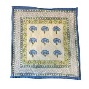 Couleur Nature Bruno Lamy Bluet Blue Yellow Floral Block Print Napkin 20" Square